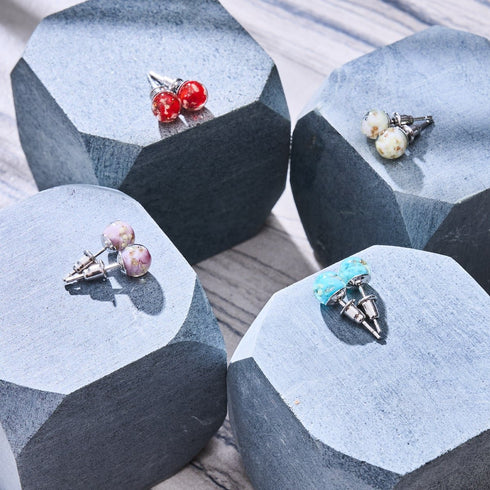 Crimson | .925 Sterling Silver | Mini Firefly Glass Stud Earrings